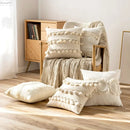 Cream ivory pompom tassel pillow cover living room lace decor