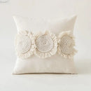 Cream ivory pompom tassel pillow cover living room lace decor