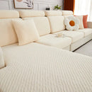 Cream jacquard l sofa seat cover living room stretch slipcover