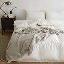 Cream knitted throw blanket bedroom ribbed plush microfiber quilt