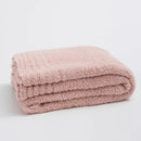 Cream knitted throw blanket bedroom ribbed plush microfiber quilt
