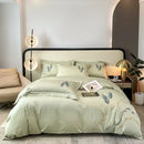 Cream leaf cotton embroidery bed linens set bedroom decor