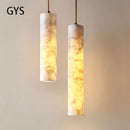 Cream marble cylinder pendant light for luxury bedroom and bar counter