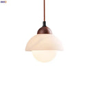 Cream marble led pendant light for bedroom with wood top