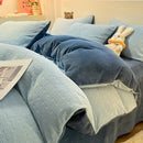 Cream & mustard quilted duvet cover set bedroom cozy bedding