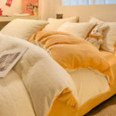 Cream & mustard quilted duvet cover set bedroom cozy bedding