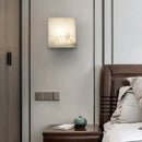 Cream onyx cube marble wall lamp bedroom natural stone sconce