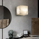 Cream onyx marble cube led wall sconce for bedroom lighting