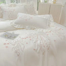 DecorBites™ Ice Silk Embroidered Ruffles Duvet Set with Cool & Skin-Friendly Feel