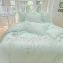 DecorBites™ Ice Silk Embroidered Ruffles Duvet Set with Cool & Skin-Friendly Feel