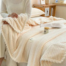 Cream plush double sided jacquard milk velvet blanket bedroom throw