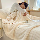 Cream plush double sided jacquard milk velvet blanket bedroom throw