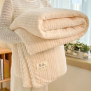 Cream plush double sided jacquard milk velvet blanket bedroom throw