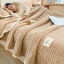 Cream plush double sided jacquard milk velvet blanket bedroom throw
