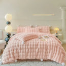 Cream plush rabbit fur bedding set – luxury bedroom duvet set