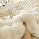 Cream plush rabbit fur bedding set – luxury bedroom duvet set