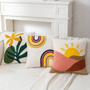 Cream rainbow cartoon abstract embroidery cushion cover living room