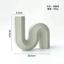 Cream ribbed geometric ceramic vase living room s shape decor