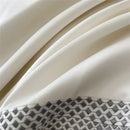 Cream satin 1000tc egyptian cotton bedding set bedroom silver piping
