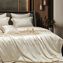Cream satin jacquard egyptian cotton bedding set for bedroom