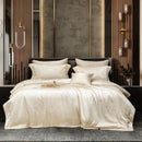 Cream satin jacquard egyptian cotton bedding set for bedroom