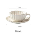 Cream scalloped ceramic afternoon tea cup and saucer dining room set