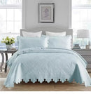 Cream scalloped diamond cotton embroidery quilt set bedroom bedspread