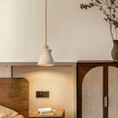 Cream speckled ceramic and led wood yellow pendant light bedroom