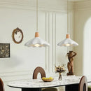 Cream style led flower chandelier – bedroom wood pendant light