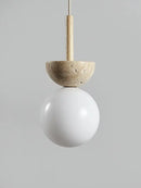 Cream style nordic beige stone and glass pendant lamp bedroom