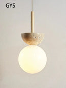 Cream style nordic beige stone and glass pendant lamp bedroom