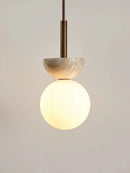 Cream style nordic beige stone and glass pendant lamp bedroom