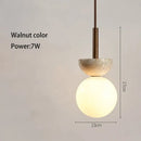Cream style nordic beige stone and glass pendant lamp bedroom