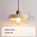 Cream style wood walnut and concrete pendant light bedroom