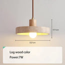 Cream style wood walnut and concrete pendant light bedroom