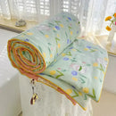 Cream teddy bear breathable double gauze quilt bedroom bedding