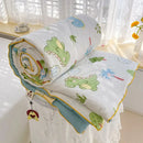 Cream teddy bear double layered soya fibre quilt bedroom comforter