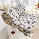 Cream teddy bear double layered soya fibre quilt bedroom comforter