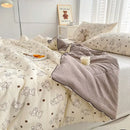 Cream teddy bear double layered soya fibre quilt bedroom comforter