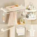 DecorBites™ Bathroom Set: Cream White Shelf, Towel Rack, Paper Holder, Brush Holder & Hardware