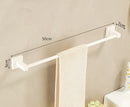 DecorBites™ Bathroom Set: Cream White Shelf, Towel Rack, Paper Holder, Brush Holder & Hardware