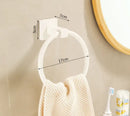 DecorBites™ Bathroom Set: Cream White Shelf, Towel Rack, Paper Holder, Brush Holder & Hardware