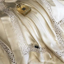 Cream & white lace eucalyptus fiber bedding set bedroom luxury soft