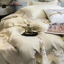 Cream & white lace eucalyptus fiber bedding set bedroom luxury soft