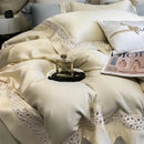 Cream & white lace eucalyptus fiber bedding set bedroom luxury soft