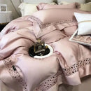 Cream & white lace eucalyptus fiber bedding set bedroom luxury soft