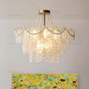 Cream wind crystal chandelier gold living room pendant light