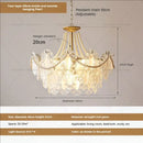 Cream wind crystal chandelier gold living room pendant light