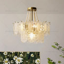 Cream wind crystal chandelier gold living room pendant light