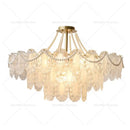 Cream wind crystal chandelier gold living room pendant light